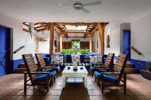 Casa Azul, a hacienda-style home near the beach.